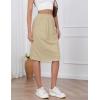 imageIDEALSANXUN Womens Linen Skirt Spring Summer High Elastic Waist Midi Skirt with PocketsKhaki