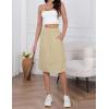 imageIDEALSANXUN Womens Linen Skirt Spring Summer High Elastic Waist Midi Skirt with PocketsKhaki