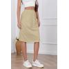 imageIDEALSANXUN Womens Linen Skirt Spring Summer High Elastic Waist Midi Skirt with PocketsKhaki