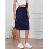 imageIDEALSANXUN Womens Linen Skirt Spring Summer High Elastic Waist Midi Skirt with PocketsNavy