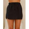 imageIDEALSANXUN Womens Linen Skirts Spring Summer Elastic Waist Beach Cute Mini Skirt with DrawstringBlack