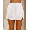 imageIDEALSANXUN Womens Linen Skirts Spring Summer Elastic Waist Beach Cute Mini Skirt with DrawstringWhite