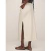 imageIDEALSANXUN Womens Linen Skirts Trendy Elastic Waist Drawstring Long Skirts with SlitBeige