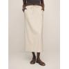 imageIDEALSANXUN Womens Linen Skirts Trendy Elastic Waist Drawstring Long Skirts with SlitBeige