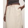 imageIDEALSANXUN Womens Linen Skirts Trendy Elastic Waist Drawstring Long Skirts with SlitBeige