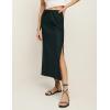 imageIDEALSANXUN Womens Linen Skirts Trendy Elastic Waist Drawstring Long Skirts with SlitBlack