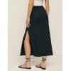 imageIDEALSANXUN Womens Linen Skirts Trendy Elastic Waist Drawstring Long Skirts with SlitBlack