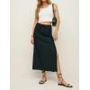 imageIDEALSANXUN Womens Linen Skirts Trendy Elastic Waist Drawstring Long Skirts with SlitBlack
