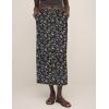 imageIDEALSANXUN Womens Linen Skirts Trendy Elastic Waist Drawstring Long Skirts with SlitFloral Black