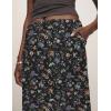 imageIDEALSANXUN Womens Linen Skirts Trendy Elastic Waist Drawstring Long Skirts with SlitFloral Black