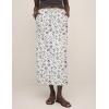 imageIDEALSANXUN Womens Linen Skirts Trendy Elastic Waist Drawstring Long Skirts with SlitFloral White