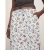 imageIDEALSANXUN Womens Linen Skirts Trendy Elastic Waist Drawstring Long Skirts with SlitFloral White