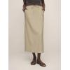 imageIDEALSANXUN Womens Linen Skirts Trendy Elastic Waist Drawstring Long Skirts with SlitKhaki
