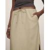 imageIDEALSANXUN Womens Linen Skirts Trendy Elastic Waist Drawstring Long Skirts with SlitKhaki