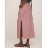 imageIDEALSANXUN Womens Linen Skirts Trendy Elastic Waist Drawstring Long Skirts with SlitPink