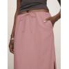 imageIDEALSANXUN Womens Linen Skirts Trendy Elastic Waist Drawstring Long Skirts with SlitPink