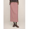 imageIDEALSANXUN Womens Linen Skirts Trendy Elastic Waist Drawstring Long Skirts with SlitPink