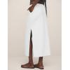 imageIDEALSANXUN Womens Linen Skirts Trendy Elastic Waist Drawstring Long Skirts with SlitWhite