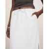 imageIDEALSANXUN Womens Linen Skirts Trendy Elastic Waist Drawstring Long Skirts with SlitWhite