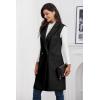 imageIDEALSANXUN Womens Long Vest Fall Winter Wool Sleeveless Blazer Jackets Waistcoat CoatsBlack