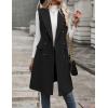 imageIDEALSANXUN Womens Long Wool Vest Fall Winter Sleeveless Blazer Jackets Trench Coat Outerwear TopsBlack