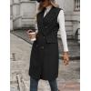 imageIDEALSANXUN Womens Long Wool Vest Fall Winter Sleeveless Blazer Jackets Trench Coat Outerwear TopsBlack