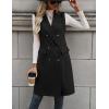 imageIDEALSANXUN Womens Long Wool Vest Fall Winter Sleeveless Blazer Jackets Trench Coat Outerwear TopsBlack