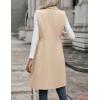 imageIDEALSANXUN Womens Long Wool Vest Fall Winter Sleeveless Blazer Jackets Trench Coat Outerwear TopsLight Khaki