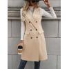 imageIDEALSANXUN Womens Long Wool Vest Fall Winter Sleeveless Blazer Jackets Trench Coat Outerwear TopsLight Khaki