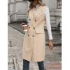 imageIDEALSANXUN Womens Long Wool Vest Fall Winter Sleeveless Blazer Jackets Trench Coat Outerwear TopsLight Khaki