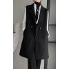 imageIDEALSANXUN Womens Long Wool Vest Fall Winter Sleeveless Blazer Jackets Wool CoatBlack