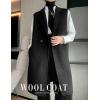imageIDEALSANXUN Womens Long Wool Vest Fall Winter Sleeveless Blazer Jackets Wool CoatBlack