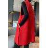 imageIDEALSANXUN Womens Long Wool Vest Fall Winter Sleeveless Blazer Jackets Wool CoatRed