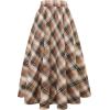 imageIDEALSANXUN Womens Plaid Skirt Elastic Waist Aline Midi Pleated SkirtsLight Brown