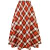 imageIDEALSANXUN Womens Plaid Skirt Elastic Waist Aline Midi Pleated SkirtsOrange