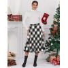 imageIDEALSANXUN Womens Plaid Skirt Elastic Waist Aline Midi Pleated SkirtsPlaid Blackwhite