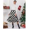 imageIDEALSANXUN Womens Plaid Skirt Elastic Waist Aline Midi Pleated SkirtsPlaid Blackwhite