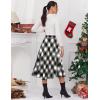 imageIDEALSANXUN Womens Plaid Skirt Elastic Waist Aline Midi Pleated SkirtsPlaid Blackwhite