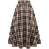 imageIDEALSANXUN Womens Plaid Skirts Fall Winter High Waisted A Line Long Pleated Maxi Skirt with PocketsBrown