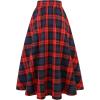 imageIDEALSANXUN Womens Plaid Skirts Fall Winter High Waisted A Line Long Pleated Maxi Skirt with PocketsRed