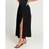 imageIDEALSANXUN Womens Spring Summer Elastic Waist A Line MidLong Maxi Skirt with SlitBlack