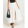imageIDEALSANXUN Womens Spring Summer Elastic Waist A Line MidLong Maxi Skirt with SlitWhite
