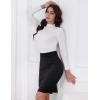 imageIDEALSANXUN Womens Stretchy Pencil Skirt High Waisted Bodycon Knit Knee Length Skirt with Back SlitBlack
