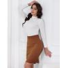 imageIDEALSANXUN Womens Stretchy Pencil Skirt High Waisted Bodycon Knit Knee Length Skirt with Back SlitBrown