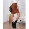 imageIDEALSANXUN Womens Stretchy Pencil Skirt High Waisted Bodycon Knit Knee Length Skirt with Back SlitBrown