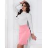 imageIDEALSANXUN Womens Stretchy Pencil Skirt High Waisted Bodycon Knit Knee Length Skirt with Back SlitPink