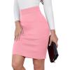 imageIDEALSANXUN Womens Stretchy Pencil Skirt High Waisted Bodycon Knit Knee Length Skirt with Back SlitPink