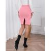 imageIDEALSANXUN Womens Stretchy Pencil Skirt High Waisted Bodycon Knit Knee Length Skirt with Back SlitPink