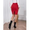 imageIDEALSANXUN Womens Stretchy Pencil Skirt High Waisted Bodycon Knit Knee Length Skirt with Back SlitRed