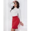 imageIDEALSANXUN Womens Stretchy Pencil Skirt High Waisted Bodycon Knit Knee Length Skirt with Back SlitRed